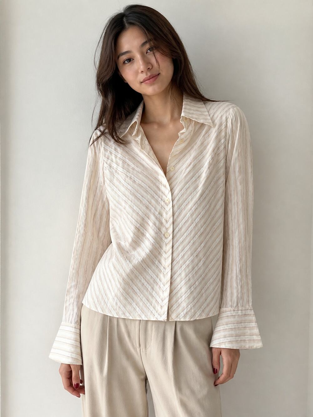 Moosaya Striped Button Down Shirt Large